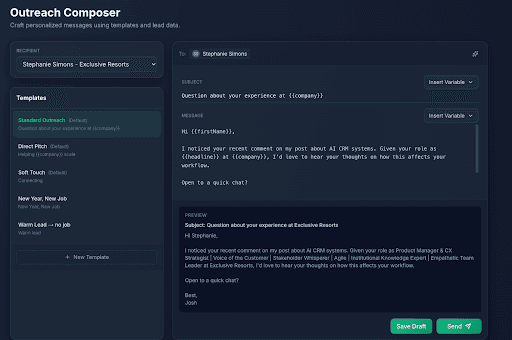 Automatic lead enrichment interface